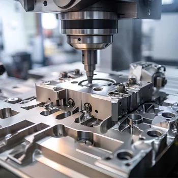 Engineer and customer discussing technical drawing in CNC machining workshop